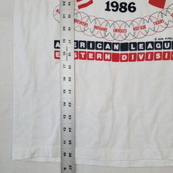 VTG 1986 Boston Red Sox AL Champions Ringer T-Shirt Sz XS Washed Tag Ron Piper - Picture 7 of 7